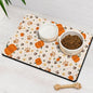 Fall Pumpkin Dog Food & Water Mat, Paw Prints Autumn Pet Feeding Mat by Stunnoosy
