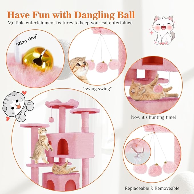 Sweetcrispy 54 Inch Cat Tree Tower, Indoor Cat Condo - Image 3