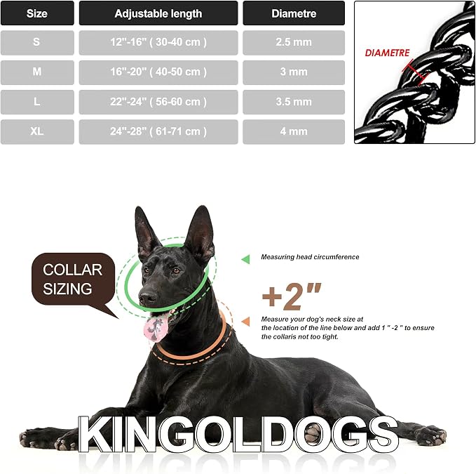 Stainless Steel Black Dog Chain Collar - Image 6