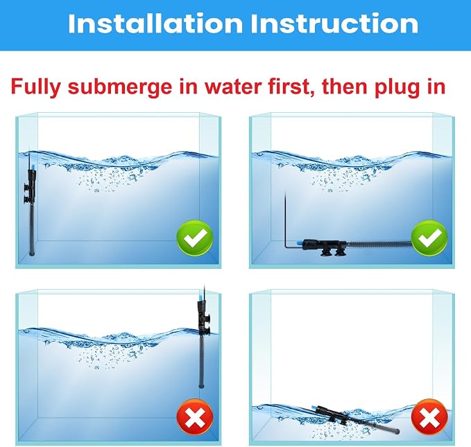 AQUANEAT Aquarium Heater, 100W Fish Tank Heater, Adjustable Submersible Water - Image 4