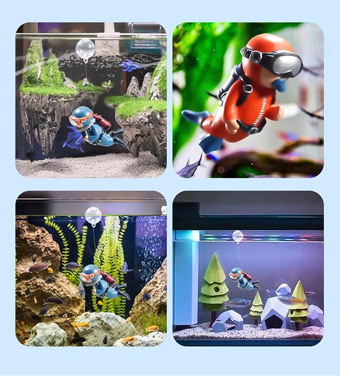 2-Pack Floating Fish Tank Decorations Little Diver Aquarium Decoration Aquarium - Image 6