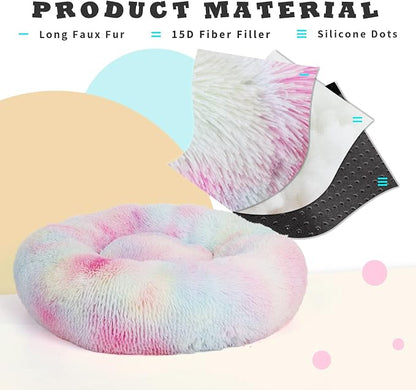 Calming Dog Bed for Medium Dogs Washable Donut 30 inches Anti-Slip Pet Bed - Image 2