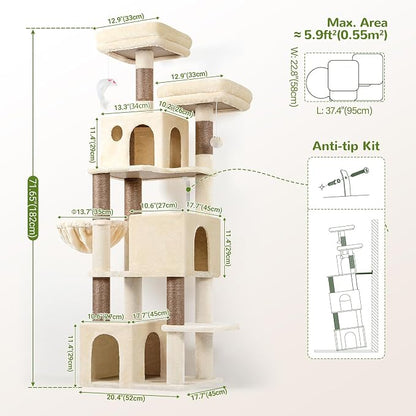 Globlazer Cat Tree Tall, 71 inches Cat Tower - Image 6