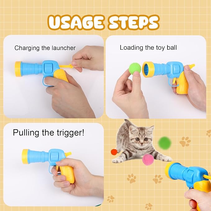 100PCS Cat Ball Toys with 2 Launchers Set, Funny Interactive Cat Toys - Image 4