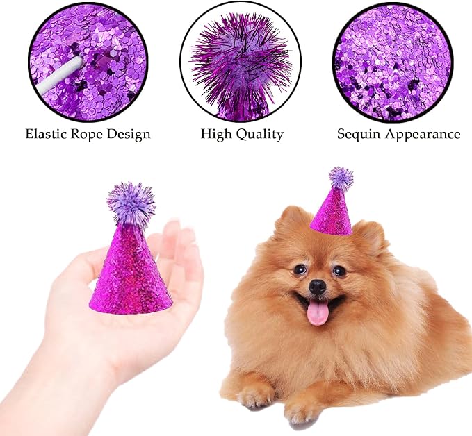 10 Pcs Dog Birthday Hat Set for Small Medium Dogs Cat Puppies, Mini Party Hat - Image 2