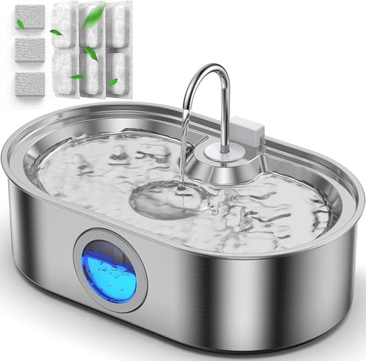 3.4Gal Dog Water Fountain for Large Dogs, 13L Stainless Steel Large Pet Fountain by ECOCONUT