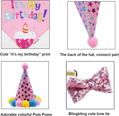ADOGGYGO Dog Birthday Bandana Scarf and Puppy Girl Birthday Party Hat - Image 6