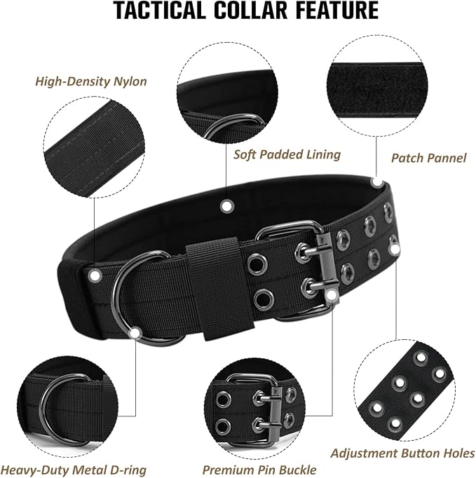 Tactical Dog Collar Military Adjustable Dog Collars Soft Nylon Training Collar - Image 3