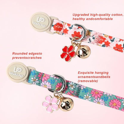 Cat Collar, Spring Green Leaf Flower Kitten Collar - Image 3