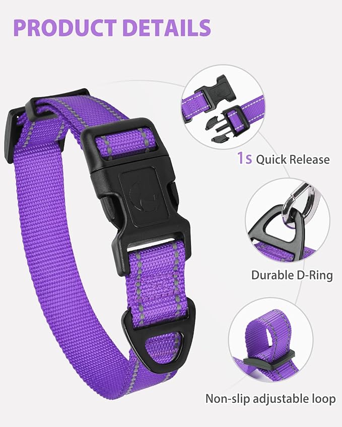 Joytale Large Dog Collar, Reflective and Adjustable Nylon Pet Collar - Image 4