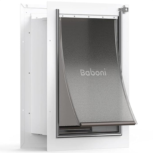 Baboni Pet Door for Wall, Steel Frame and Telescoping Tunnel, Aluminum Lock by Baboni