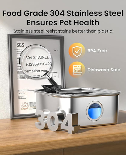 oneisall Dog Water Fountain, 2.6Gal/10L Stainless Steel Dog Water Bowl Dispenser - Image 7