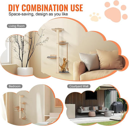 VEVOR 4 Tiers Tall Cat Wall Furniture Set - Image 7