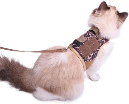 Tactical Cat Harness and Leash for Walking Escape Proof, Desert Camo, - Image 7