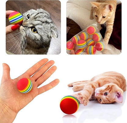 PET SHOW 10pcs 1.38" Red Rainbow Cat Toy Balls Soft EVA Foam Interactive Indoor - Image 4