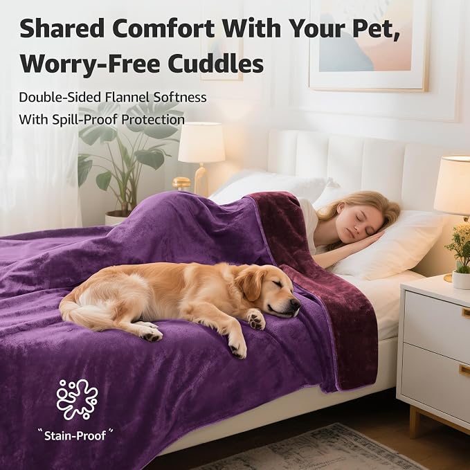 LOOBANI Waterproof Blanket for Bed: Reversible Soft Flannel Twin Bed Blanket - Image 2