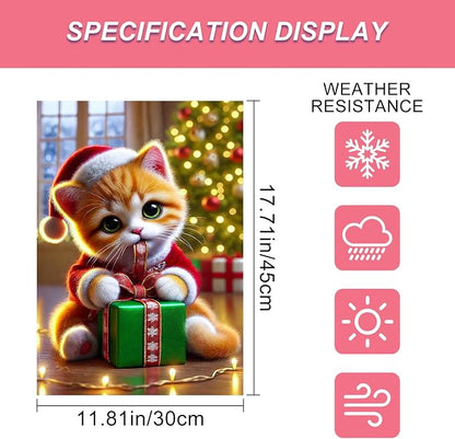 Christmas Garden Flag 12x18 Inch Cute Kitten Gift Flag Double Sided Holiday Cat - Image 3