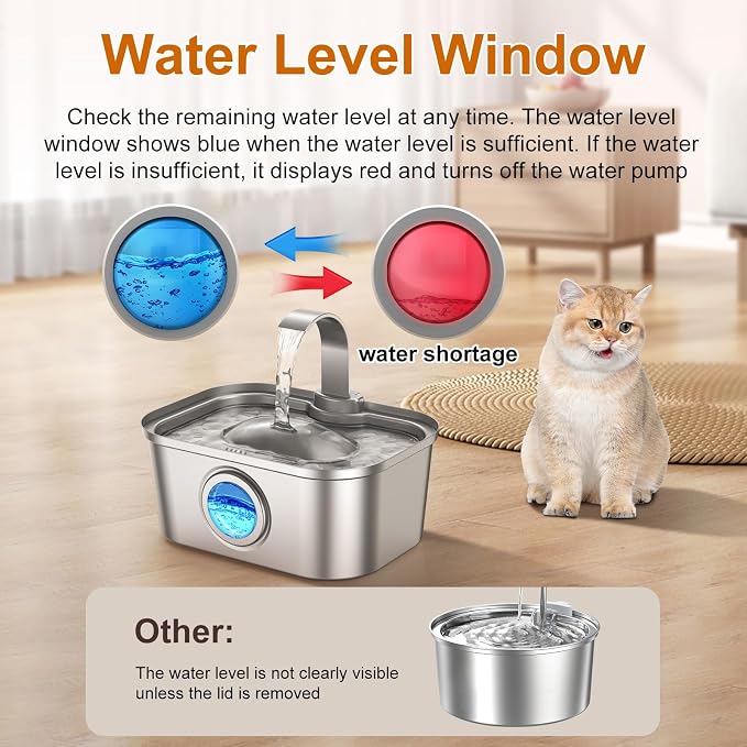 Bobo&Dragon 3.5L/124oz Stainless Steel Cat Water Fountain - Image 2