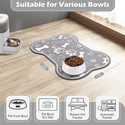Dog Cat Food Mat, Rapid Absorbent Pet Feeding Placemat, Bone Shaped - Image 6