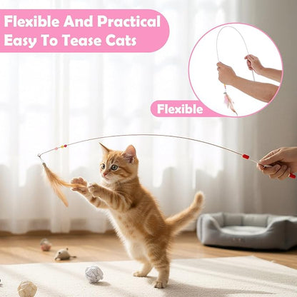 4 Pcs Cat Feather Toys, Cat Toys Wand - Image 4