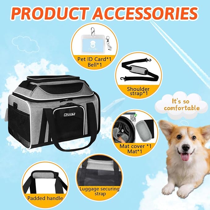 Petskd Top-Expandable Pet Carrier 17x12x8.5 Inches JetBlue Allegiant Spirit - Image 7