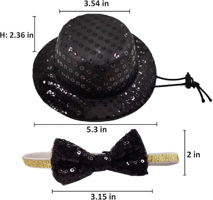Christmas Pet Party Jazz Hat and Blingbling Bow Tie Breakaway Collar Set - Image 2