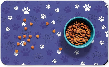 Dog Food Mat, Absorbent Water Bowl Mats Cat Pet Feeding Placemats Dark Blue 12 by Zoeeya