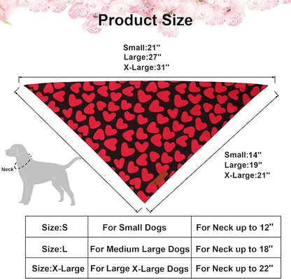 ADOGGYGO Valentine Dog Bandana 2 Pack, Reversible Red Pink Heart Puppy Scarf Bib - Image 4
