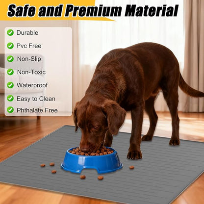 Large Dog Mat for Food and Water, 31.8"x23.8" Silicone Pet Feeding Mats - Image 4