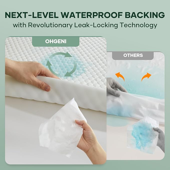 OhGeni 100% Waterproof Mattress Protector, Full Size Mattress Soft Pad - Image 3