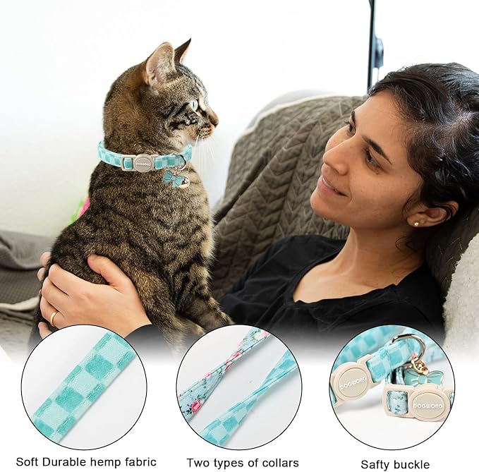 2 Pack Green Flower Cat Collars Breakaway - Image 2