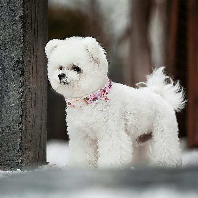 Pink Christmas Dog Collar, Adjustable Cotton Dog Collars - Image 6