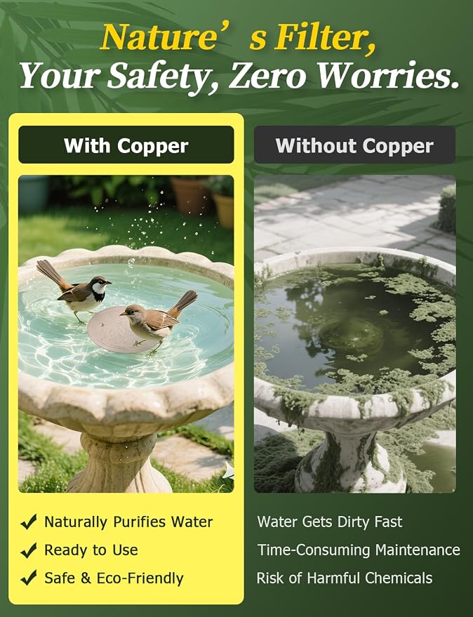 Mellbree 3-Pack Bird Bath Copper Disk, 0.6mm Reinforced 99.99% Pure Copper - Image 2