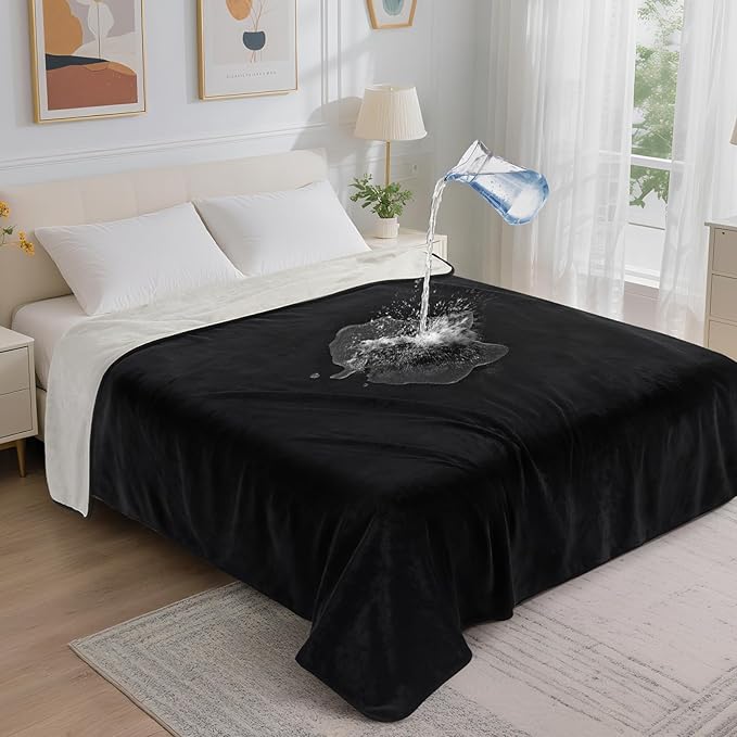 LOOBANI Waterproof Blanket for Bed: Reversible Soft Flannel Twin Bed Blanket by LOOBANI