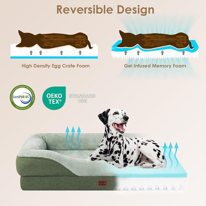 EHEYCIGA Orthopedic Dog Bed for Large Sized Dog, Waterproof Liner & Washable - Image 2