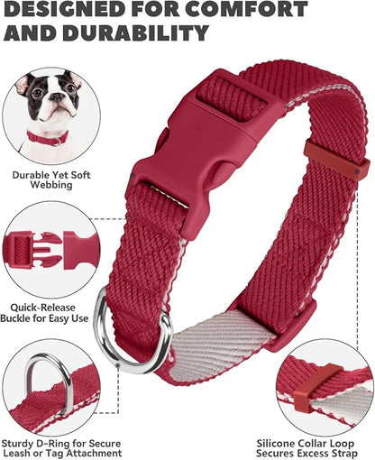Dynmeow Soft and Breathable Cotton Dog Collar, Durable Adjustable Heavy-Duty - Image 2