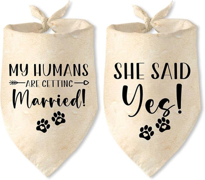 Engagement Gifts My Humans are Getting Married! SHE Said Yes! Pet Bandana Scarf by JAmuruwt