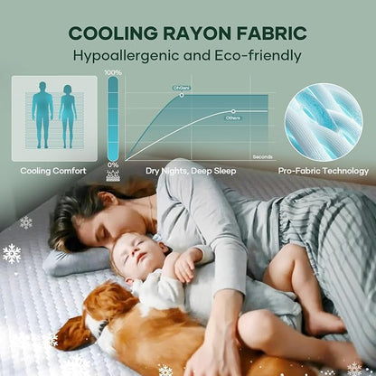 OhGeni 100% Waterproof Mattress Protector, Queen Size Mattress Soft Pad - Image 4