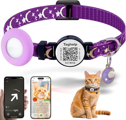 Breakaway Cat Collars with Bell Moons Stars Cute Kitty Adjustable Safe Kitten by Taghelp