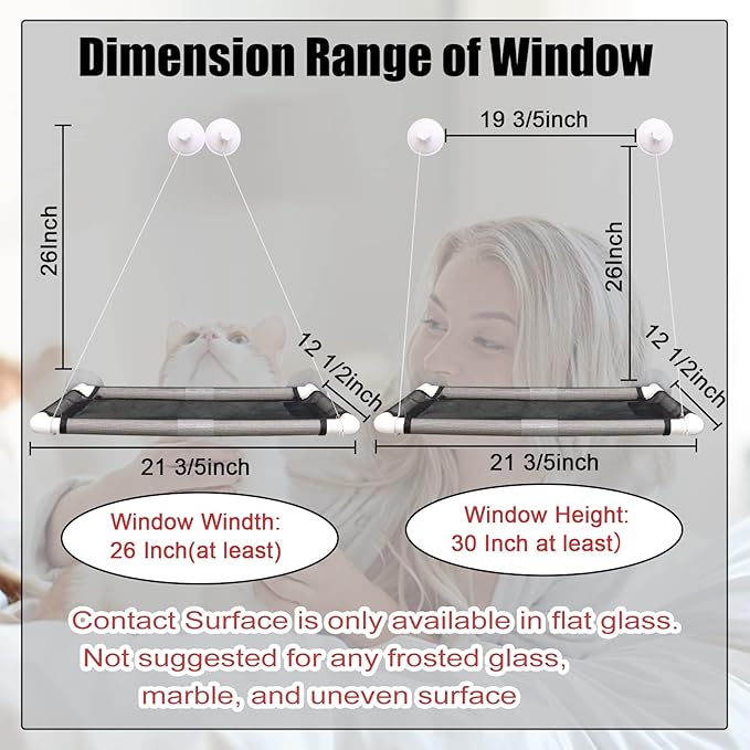 Cat Window Perch, Cat Hammock Window Seat w/Free Fleece Blanket 2025 Latest - Image 3