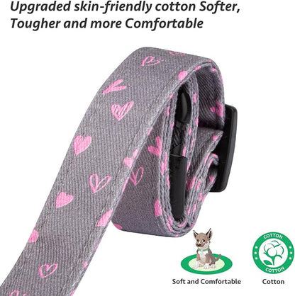 Cotton Handmade Dog Collar Cute and Distinctive Patterns Grey Heart - Image 4