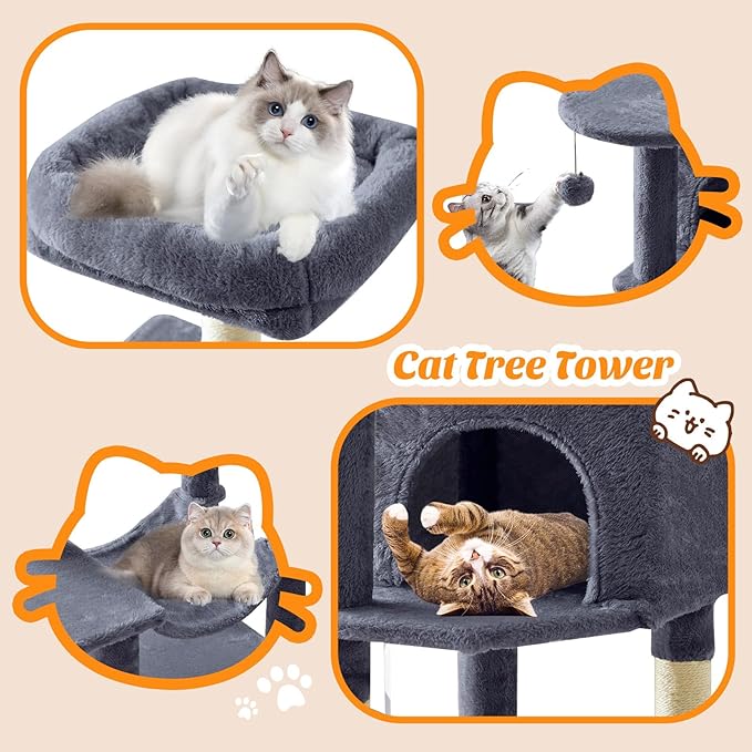 Sweetcrispy 44 inch Cat Tree Tower, Small Cat Climbing Tower - Image 6