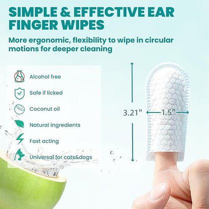 Ear Cleaner Finger Wipes 60 Counts, Dog Ear Cleaner, Soft & Easy Otic Cleaning - Image 5