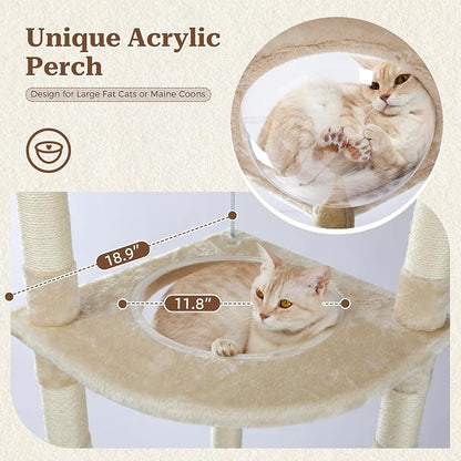 PETEPELA Floor to Ceiling Cat Tree, 92.9''-101.6''Height Adjustable Cat Tower - Image 3