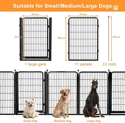 Dog Fence Outdoor Pens Outside, Portable Dog Play Pen 40" H 12 Panels Pet - Image 6