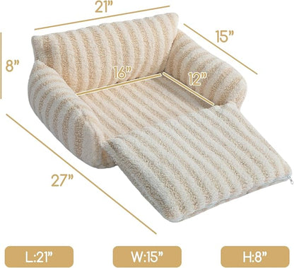Hollypet Cat Bed Fluffy Plush Mutifuctional Double-Layer Soft Pet Couch - Image 3
