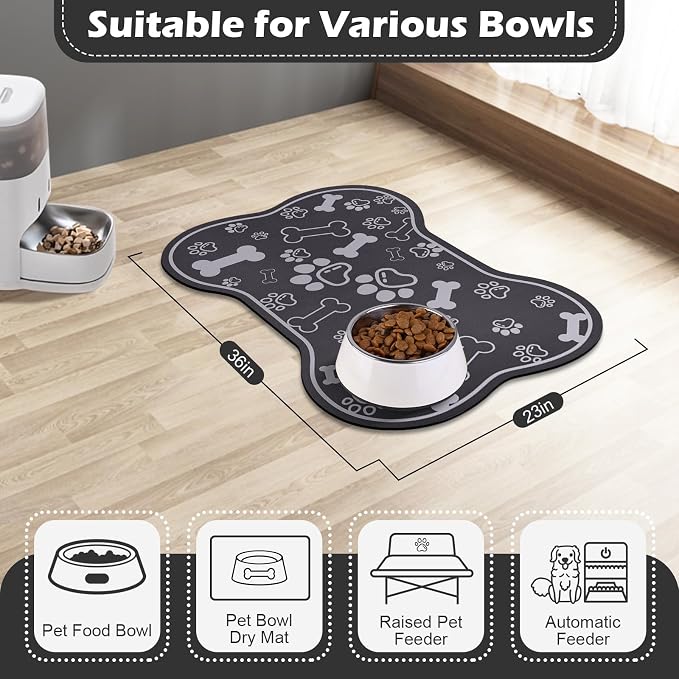 Dog Cat Food Mat, Rapid Absorbent Pet Feeding Mat, Bone Shaped Dog Placemat - Image 7