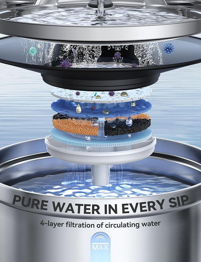 Wireless Cat Water Fountain FEELNEEDY Stainless Steel Automatic Pet Water - Image 5