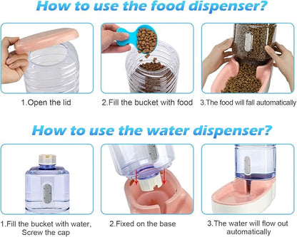 Automatic Dog Cat Feeder and Water Dispenser Gravity Food Feeder and Waterer Set - Image 4