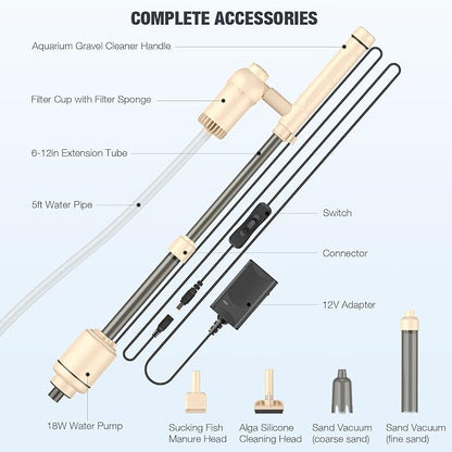 AKKEE Aquarium Vacuum Gravel Cleaner: 18W Gravel Vacuum - Image 8